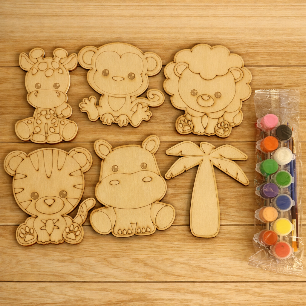 Jungle Animal Wood Paint Kit