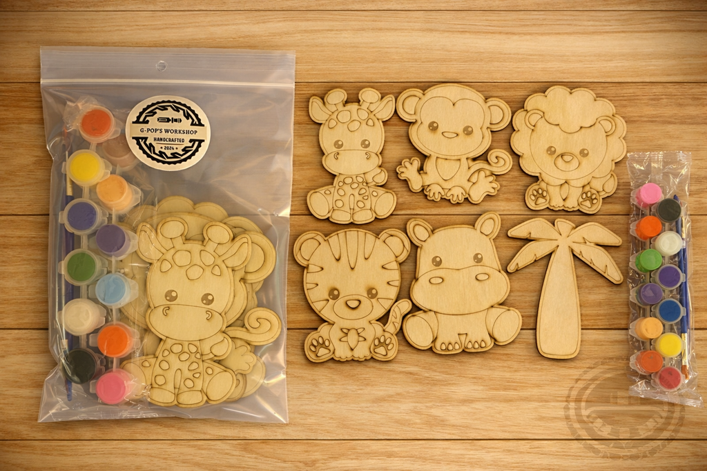 Jungle Animal Wood Paint Kit