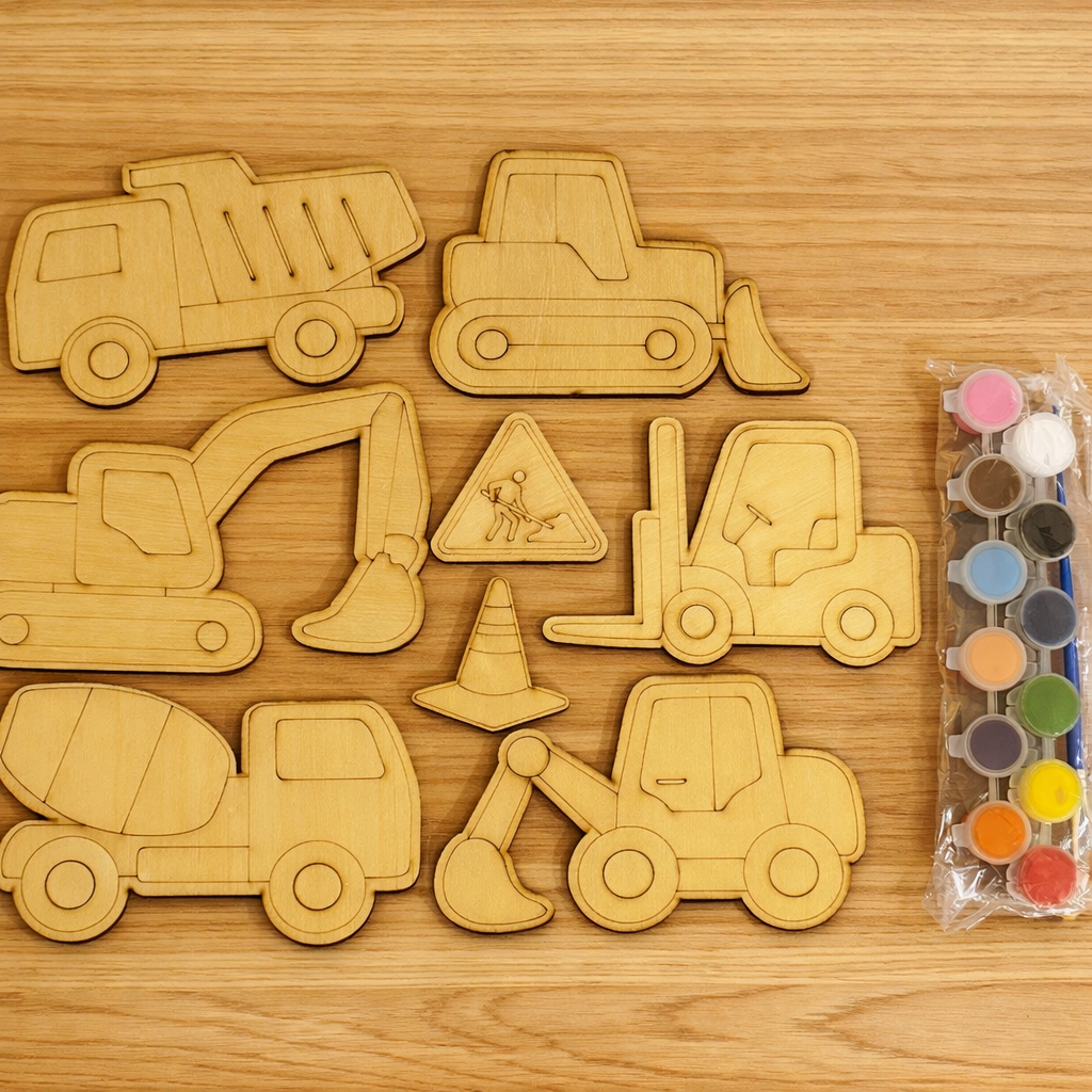 Construction Trucks Wood Paint Kits