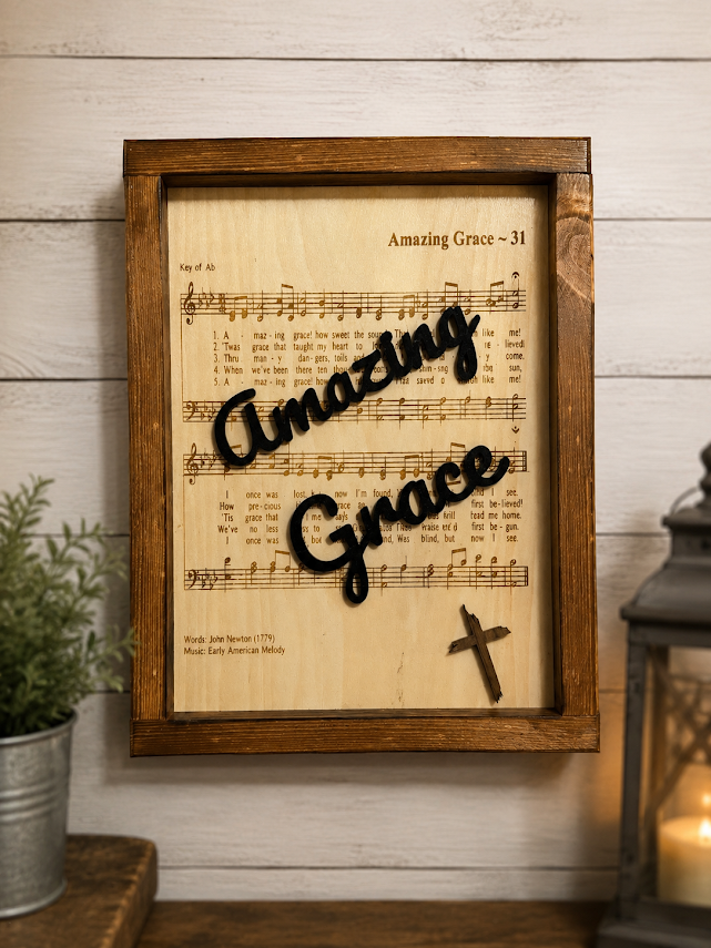 Amazing Grace Wooden Hymn Wall Art