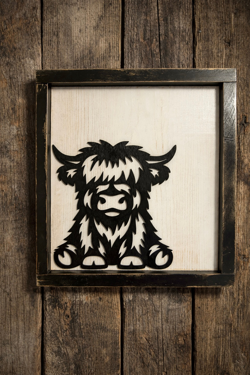 Highland Cow Wooden Wall Art 11 1/2x10 1/2