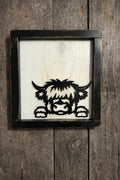 Highland Cow Wooden Wall Art 9 1/2x9