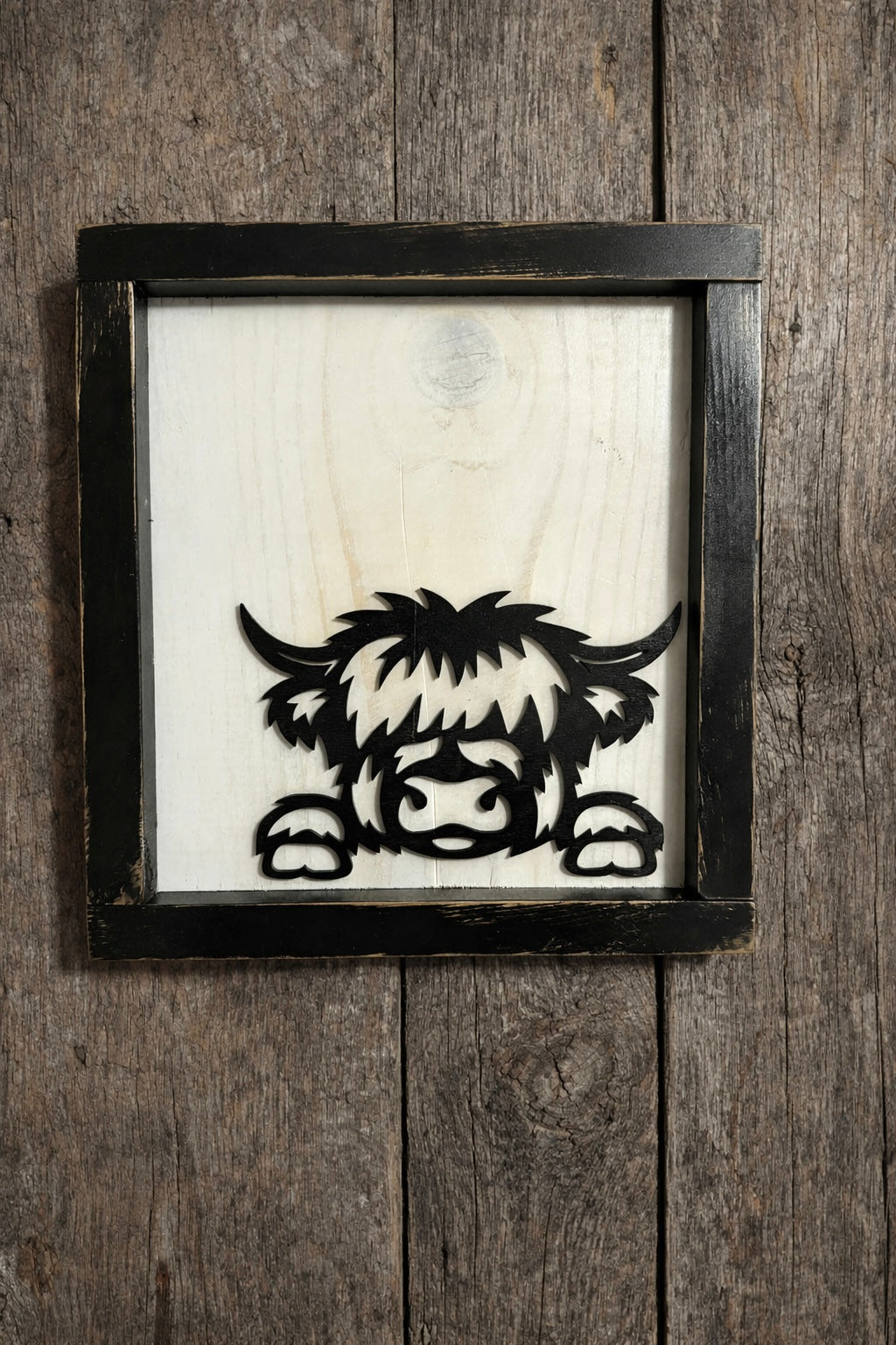 Highland Cow Wooden Wall Art 9 1/2x9