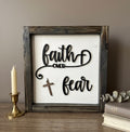 Faith Over Fear Wooden Shadowbox Sign