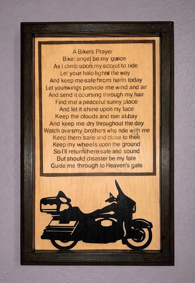 Biker's Prayer Wooden Sign