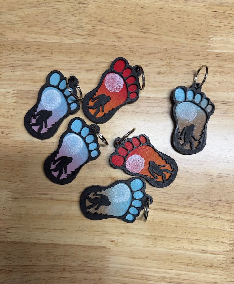 Laser‑Cut Bigfoot Keychain – Handmade in Arkansas