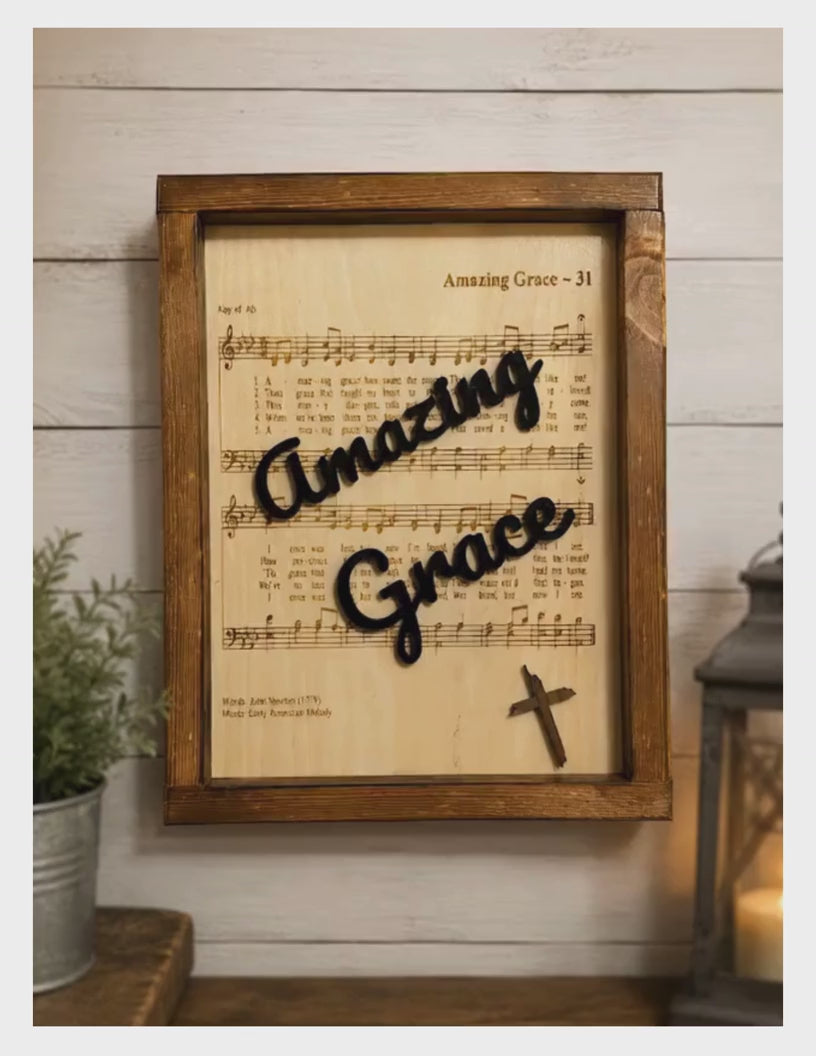 Amazing Grace Wooden Hymn Wall Art