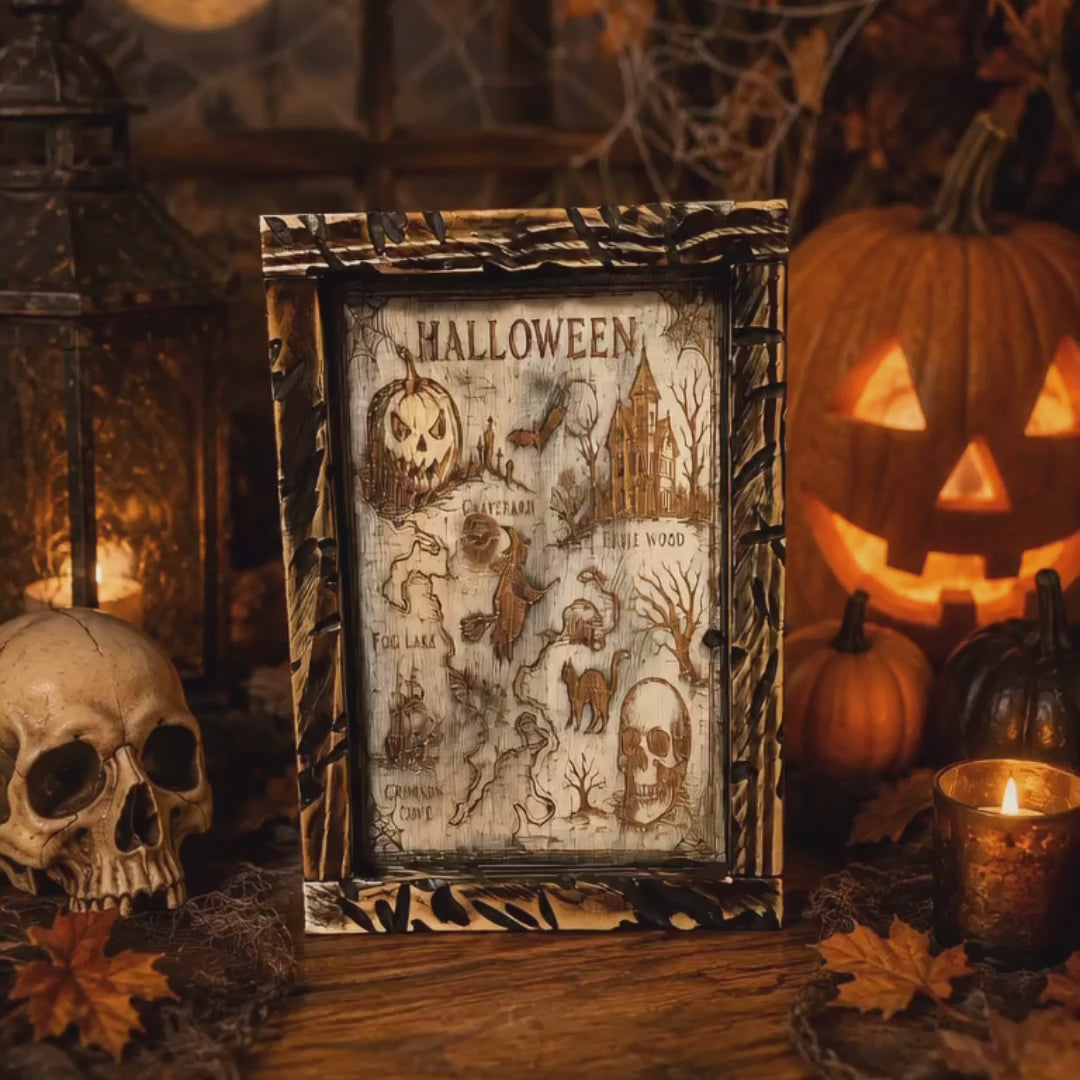 Handmade Halloween Wood Shadowbox Sign